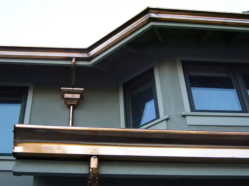 Copper gutters and rain box